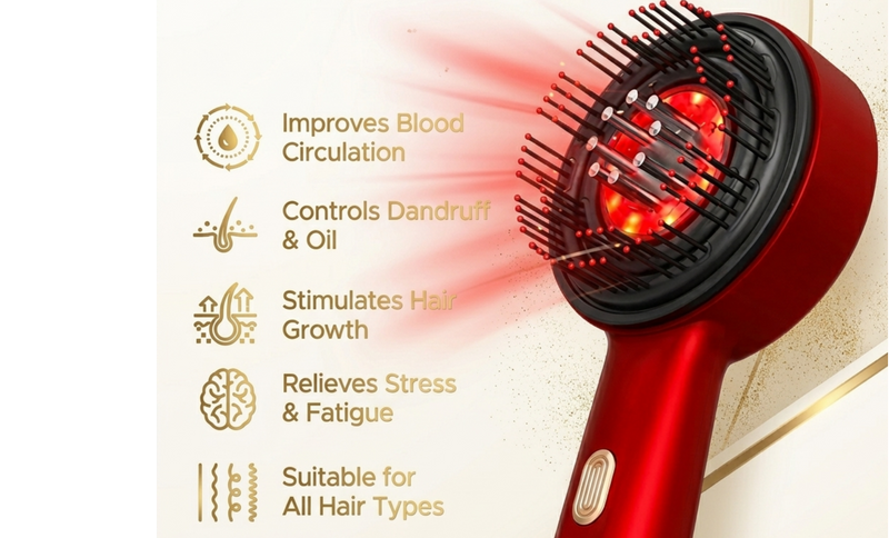 Red-Light Scalp Massager & Liquid Serum Oil Combo