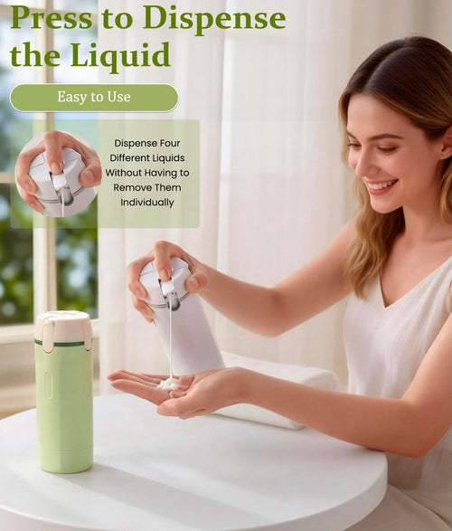 4 in 1 Travel Refillable Bottles Portable Toiletries Cosmetics Containers Shampoo Body Wash Travel Storage
